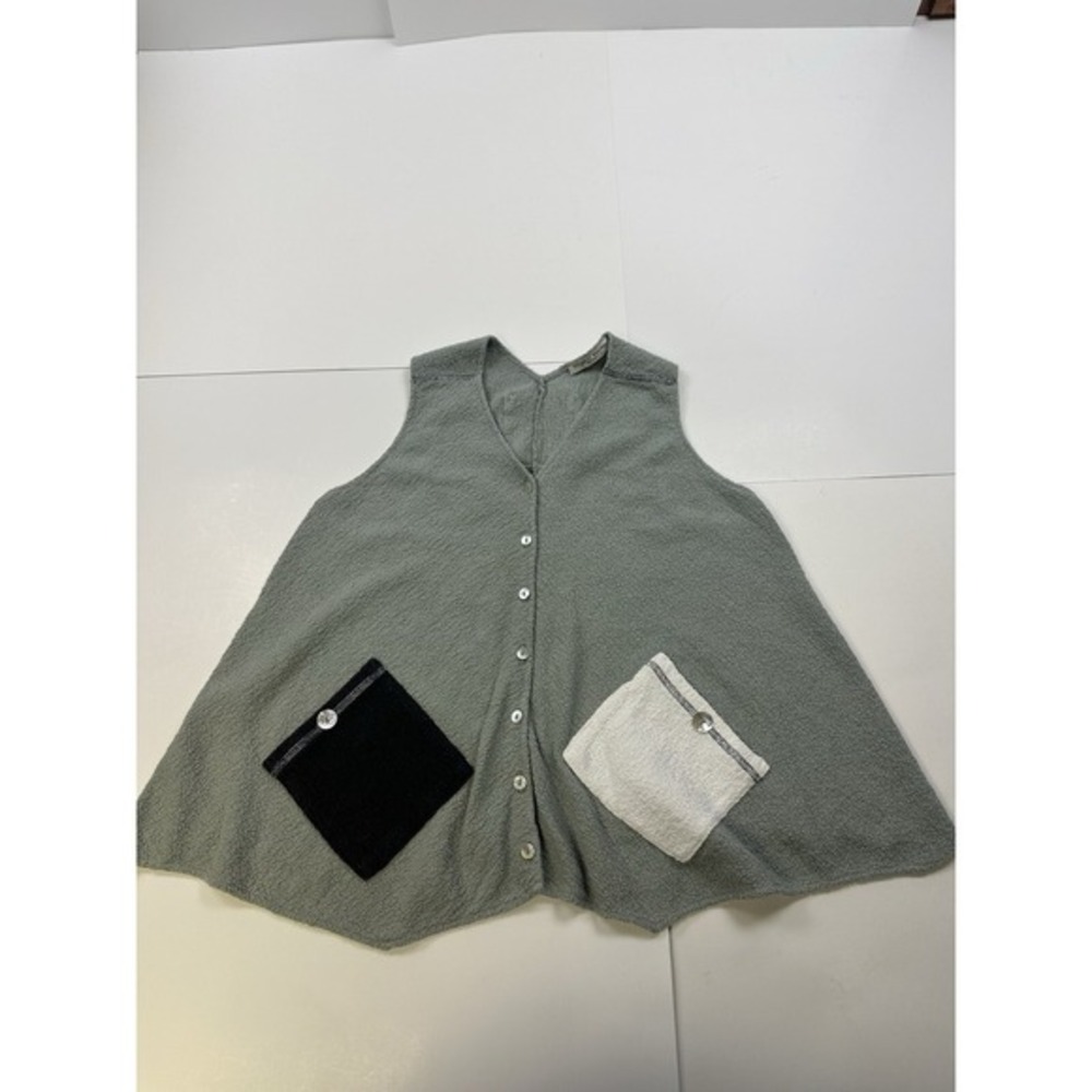 Margaret Winters V-Neck Color-Block Button Down Vest Large‎
